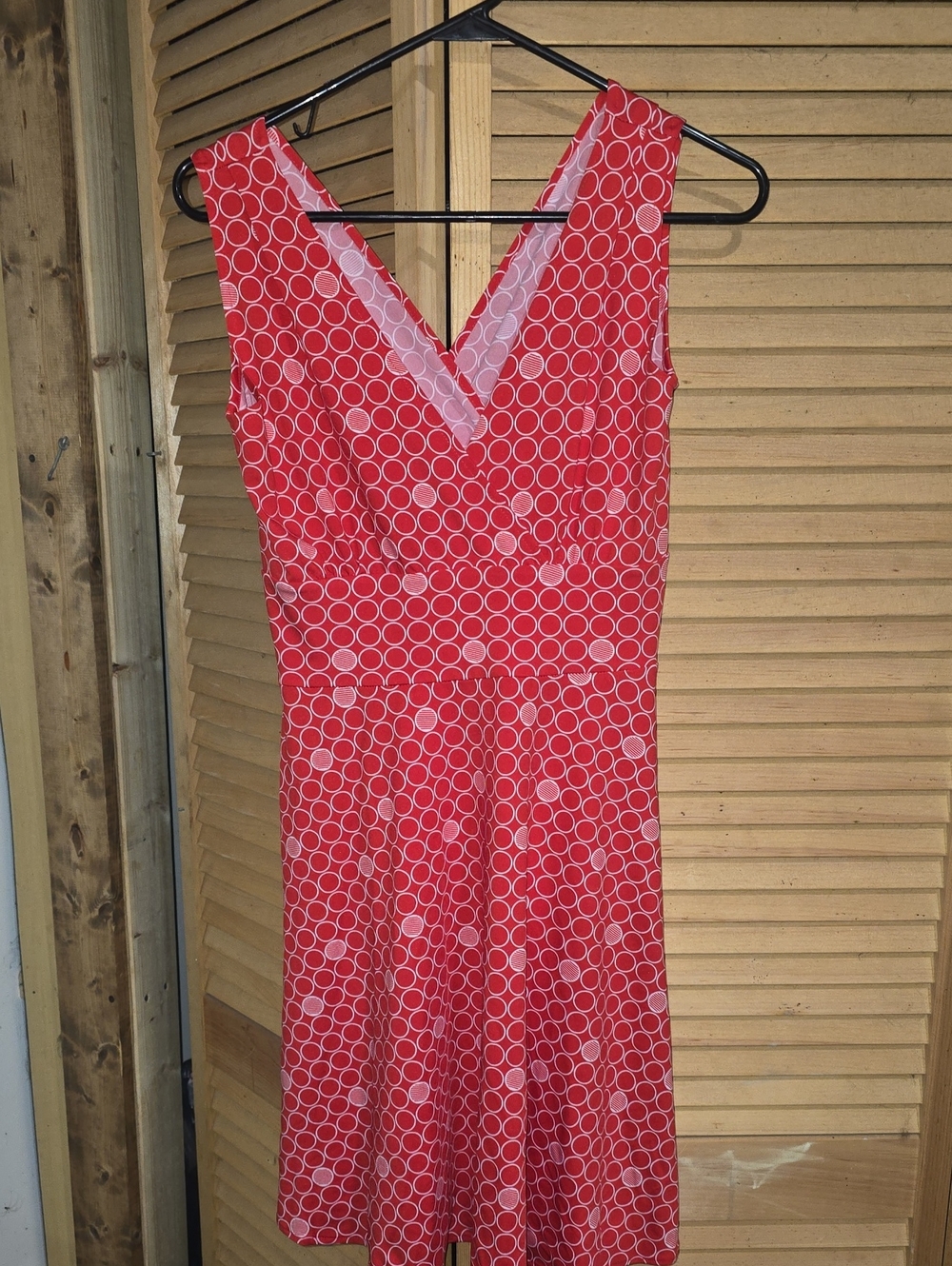 Karina Red Polka Dot V-Neck A-Line Dress Size S/M